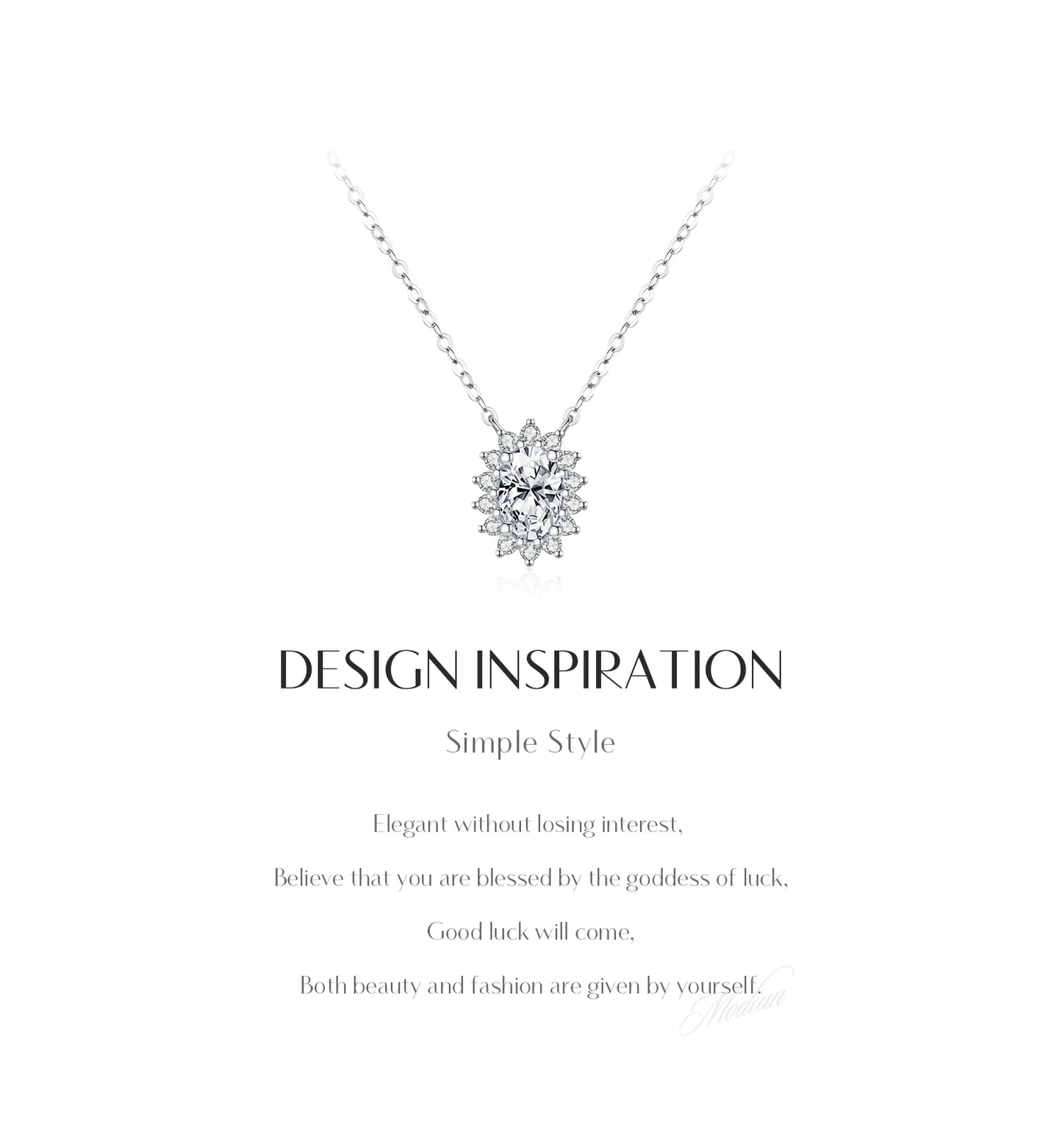 MODIAN D Color Oval Moissanite Necklaces 925 Sterling Silver Classic Pendant Necklace For Women Wedding Engagement Fine Jewelry