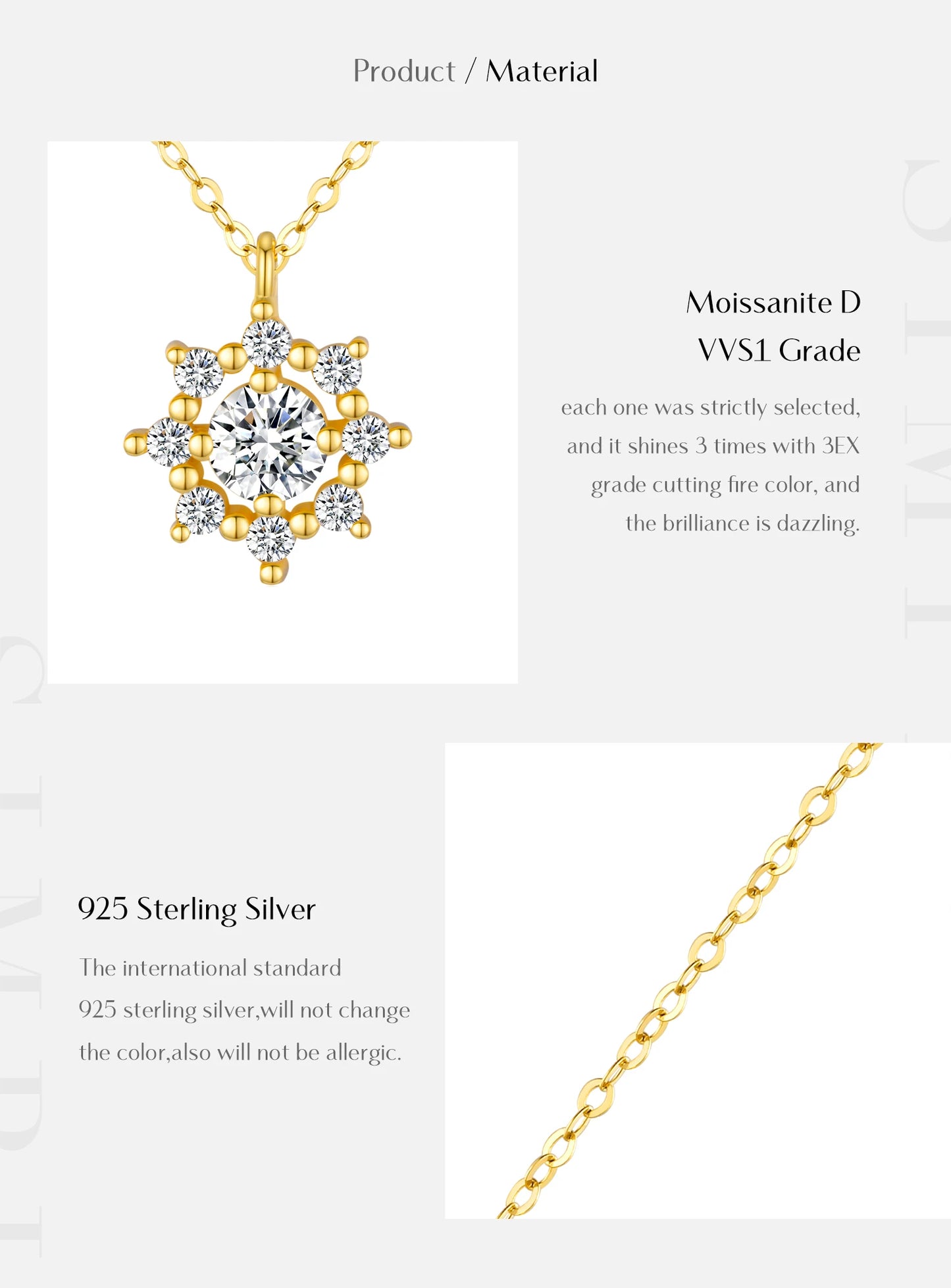 MODIAN 0.5 Carat Moissanite Necklace D color VVS1 Lab Diamond Snowflake Necklace For Women 925 Sterling Silver Jewelry