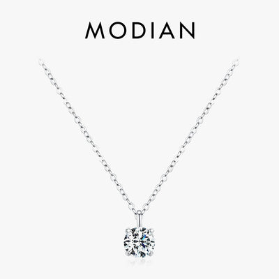 MODIAN 1CT Prong Setting Moissanite Necklace D color VVS1 Lab Diamond Pendant For Women 925 Sterling Silver Wedding Jewelry