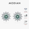 MODIAN 1CT Green Moissanite Classic Halo Earrings 925 Sterling Silver Sparkling Sun Stud Earrings For Women Party Fine Jewelry