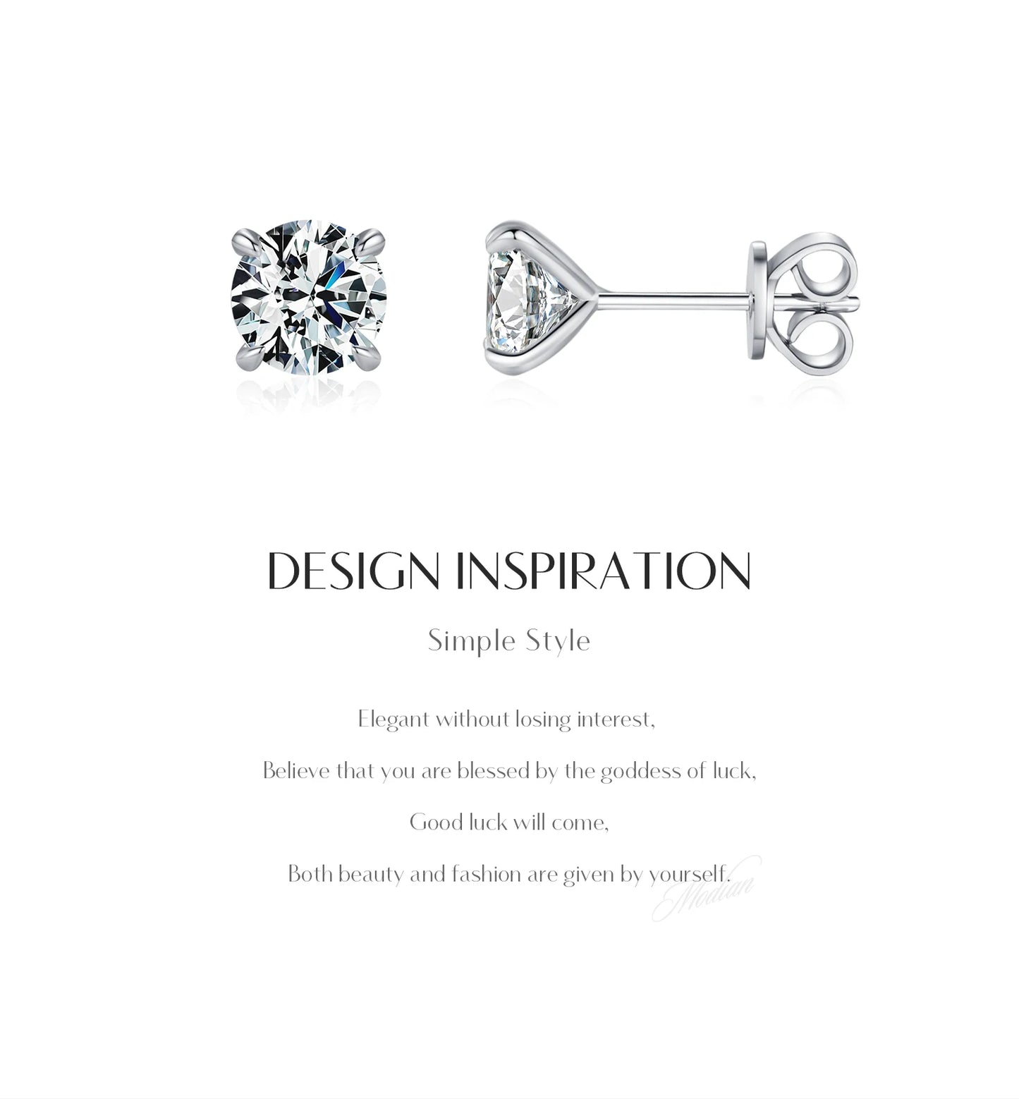 MODIAN D Color 1CT Moissanite Stud Earrings 925 Sterling Silver Wedding Engagement Lab Created Diamond Jewelry For Women Gift