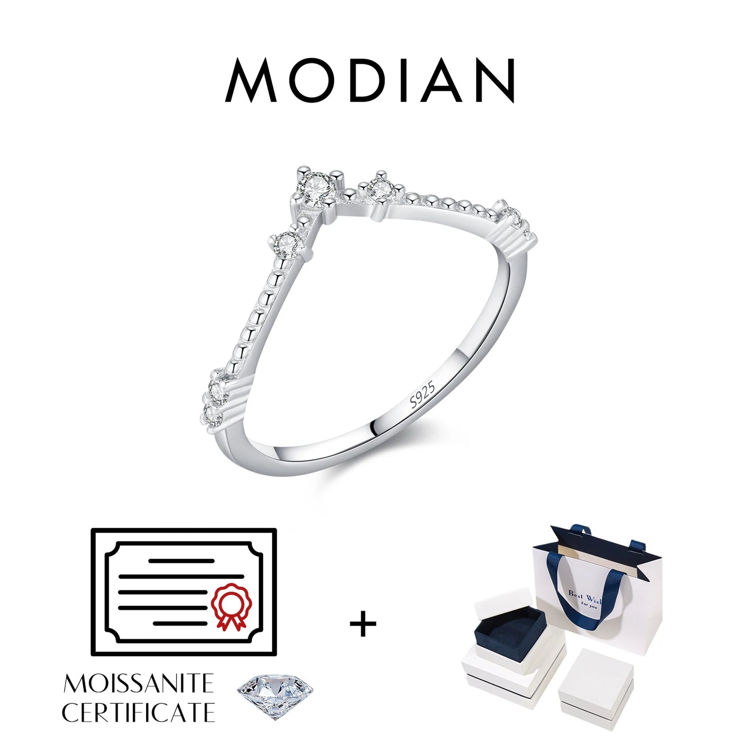 MODIAN D Color Moissanite Rings 925 Sterling Silver Exquisite Arrow Thin Finger Sparkling Rings For Women Wedding Fine Jewelry