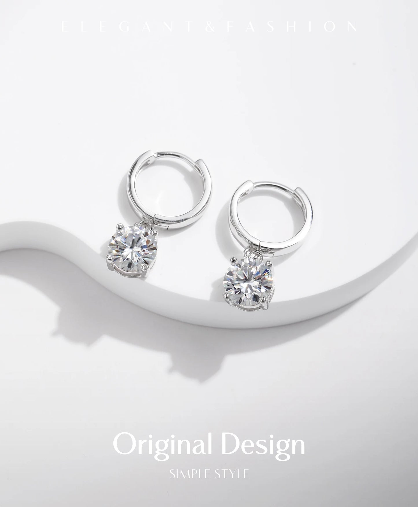 MODIAN 1.0CT D Color Moissanite Hoop Earrings Lab Created Diamond For Women 925 Sterling Silver Wedding Fine Jewelry Gift