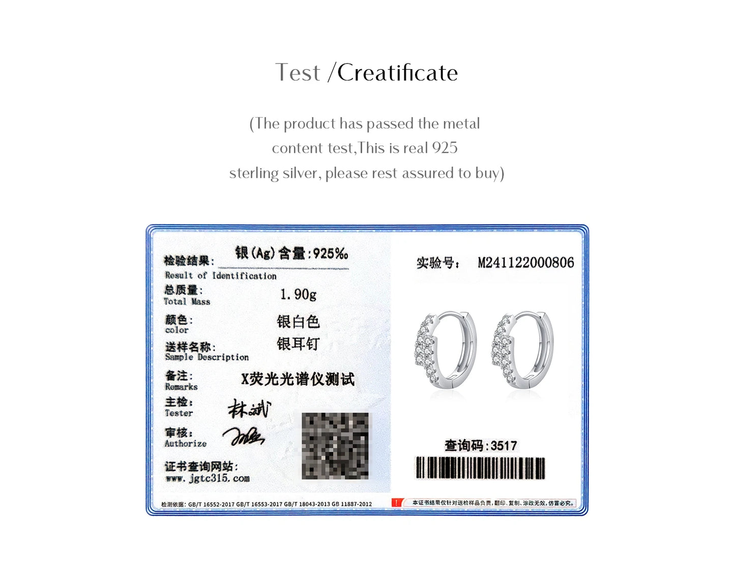 MODIAN D Color Moissanite Simple Earrings 925 Sterling Silver Exquisite Double Row Hoop Earrings For Women Fine Jewelry Gifts