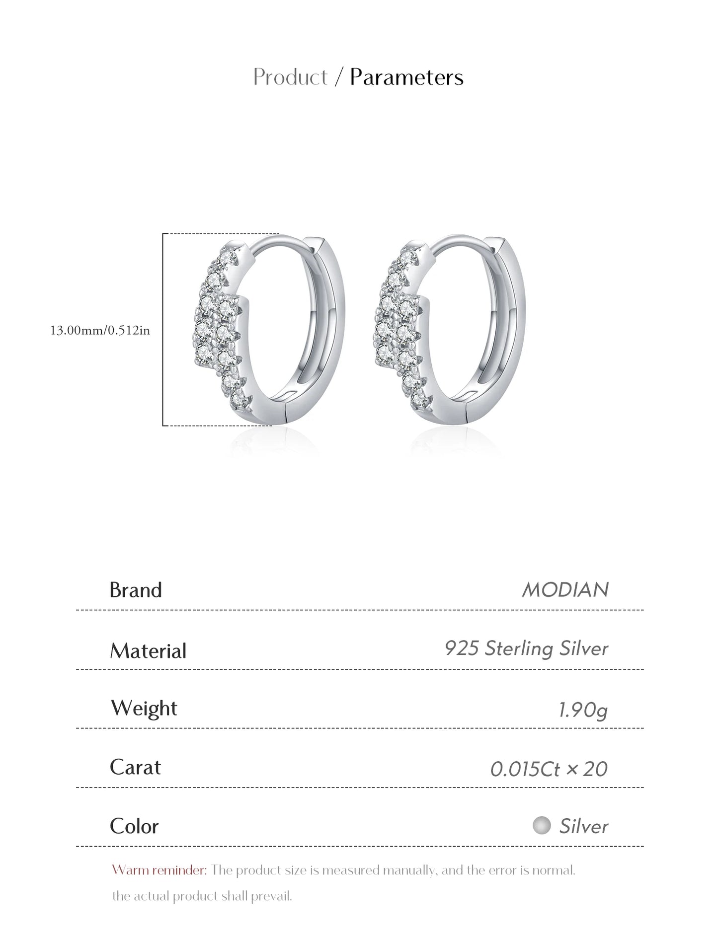 MODIAN D Color Moissanite Simple Earrings 925 Sterling Silver Exquisite Double Row Hoop Earrings For Women Fine Jewelry Gifts