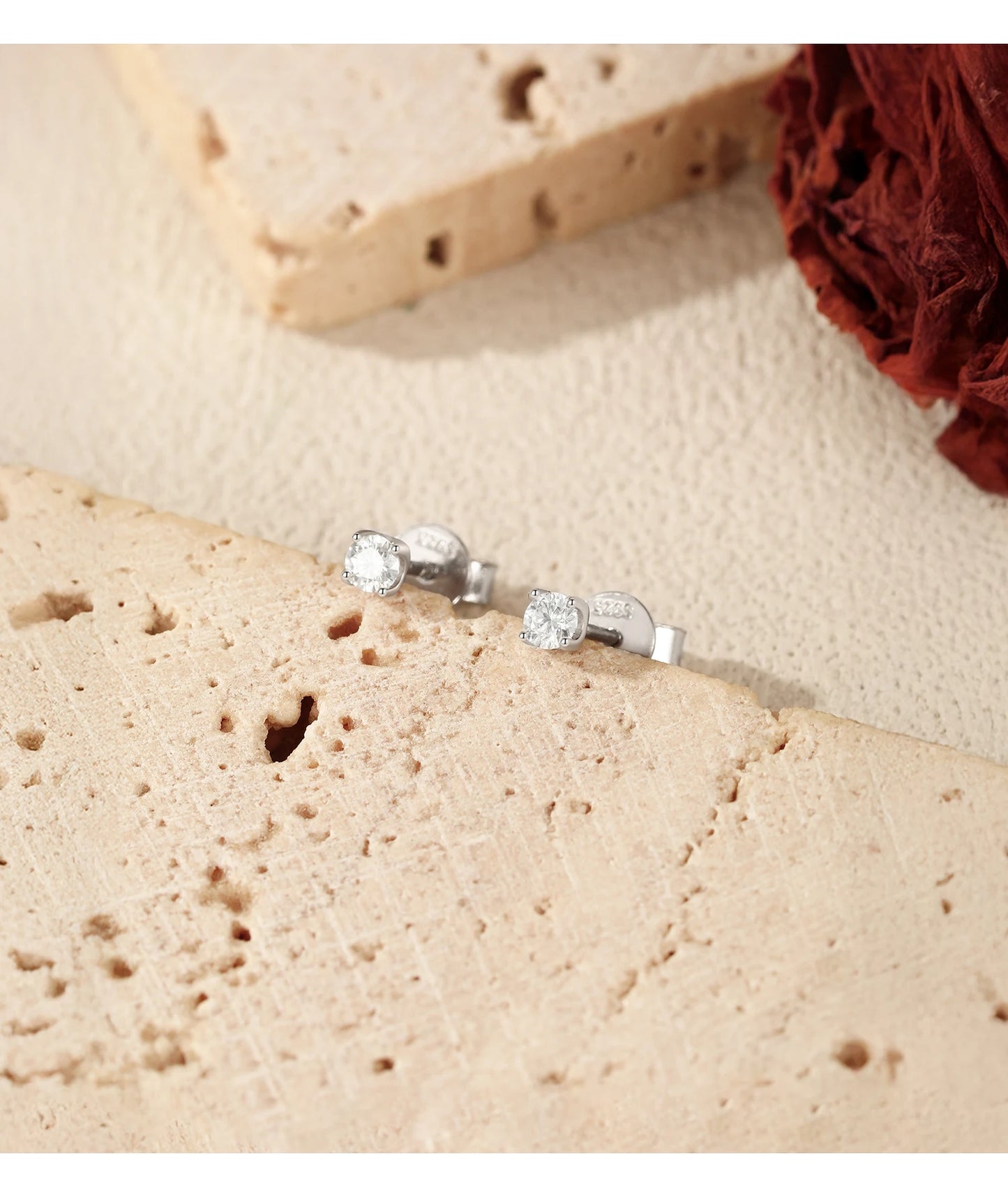 MODIAN 3MM-5MM Size D Color Moissanite 925 Sterling Silver Classic Simple Round Stud Earrings For Women Fine Stackable Jewelry