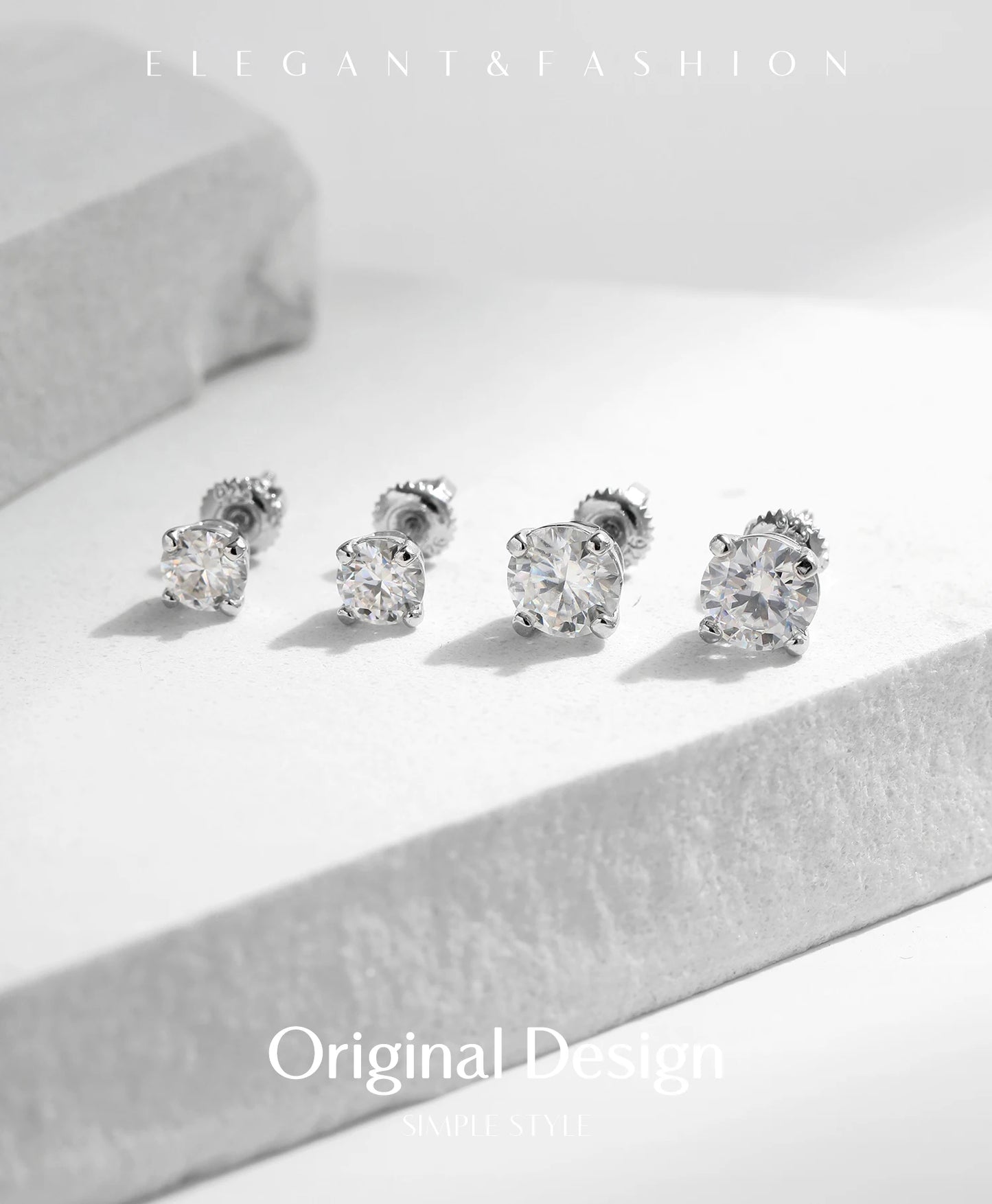 MODIAN D Color 1CT Moissanite Stud Earrings For Women 925 Sterling Silver 0.5CT Dazzling Lab Diamond Wedding Jewelry Gifts