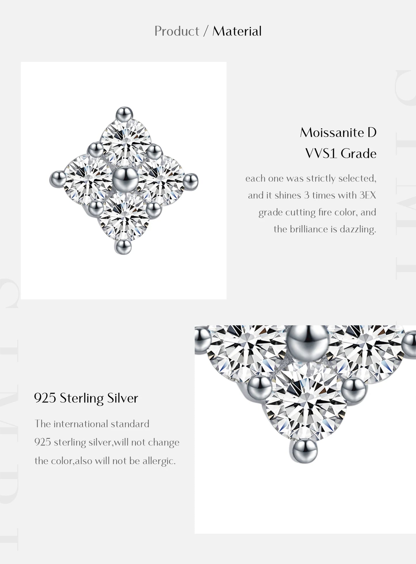 MODIAN Simple D Color Moissanite 925 Sterling Silver Dazzling Lab Created Diamond Ideal Cut Stud Earrings For Women Jewelry