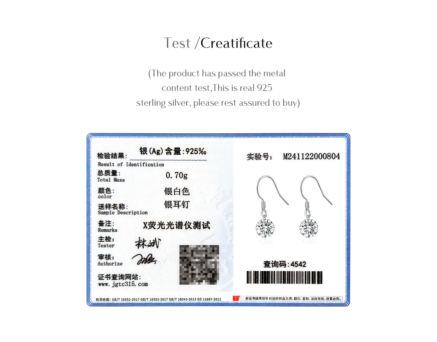 MODIAN 1CT D Color Sparkling Moissanite Hook Earrings 925 Sterling Silver Round Sway Dangle Earrings For Women Fine Jewelry