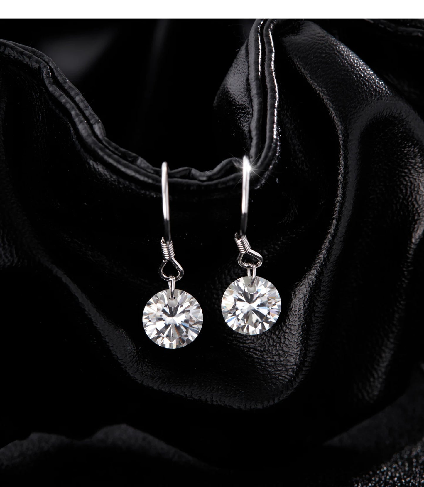 MODIAN 1CT D Color Sparkling Moissanite Hook Earrings 925 Sterling Silver Round Sway Dangle Earrings For Women Fine Jewelry