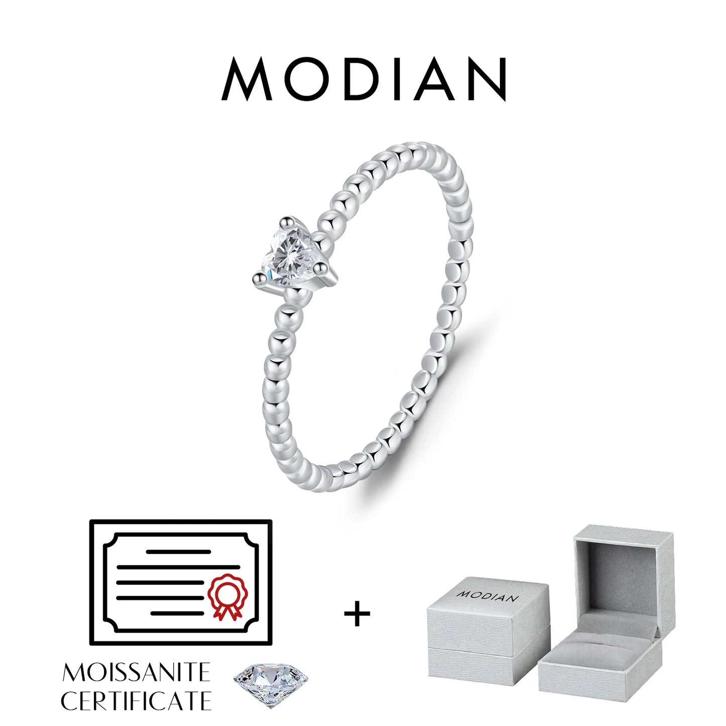 MODIAN D Color Geometric Shaped Moissanite Ring 925 Sterling Silver Heart Square Lab Diamond Wedding Band Jewelry For Women