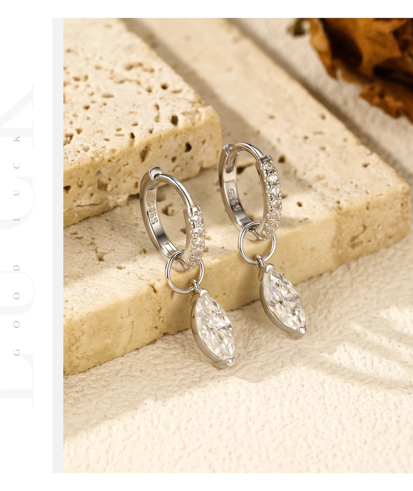 MODIAN 0.5Ct D Color Rhombic Moissanite Ear Buckles 925 Sterling Silver Luxury Shiny Hoop Earrings for Women Wedding Jewelry
